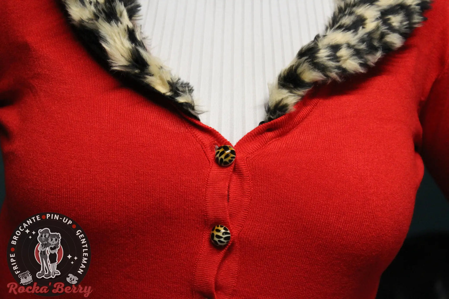 Cardigan Pinup Rétro Fourrure Rouge - Banned - Rocka'Berry