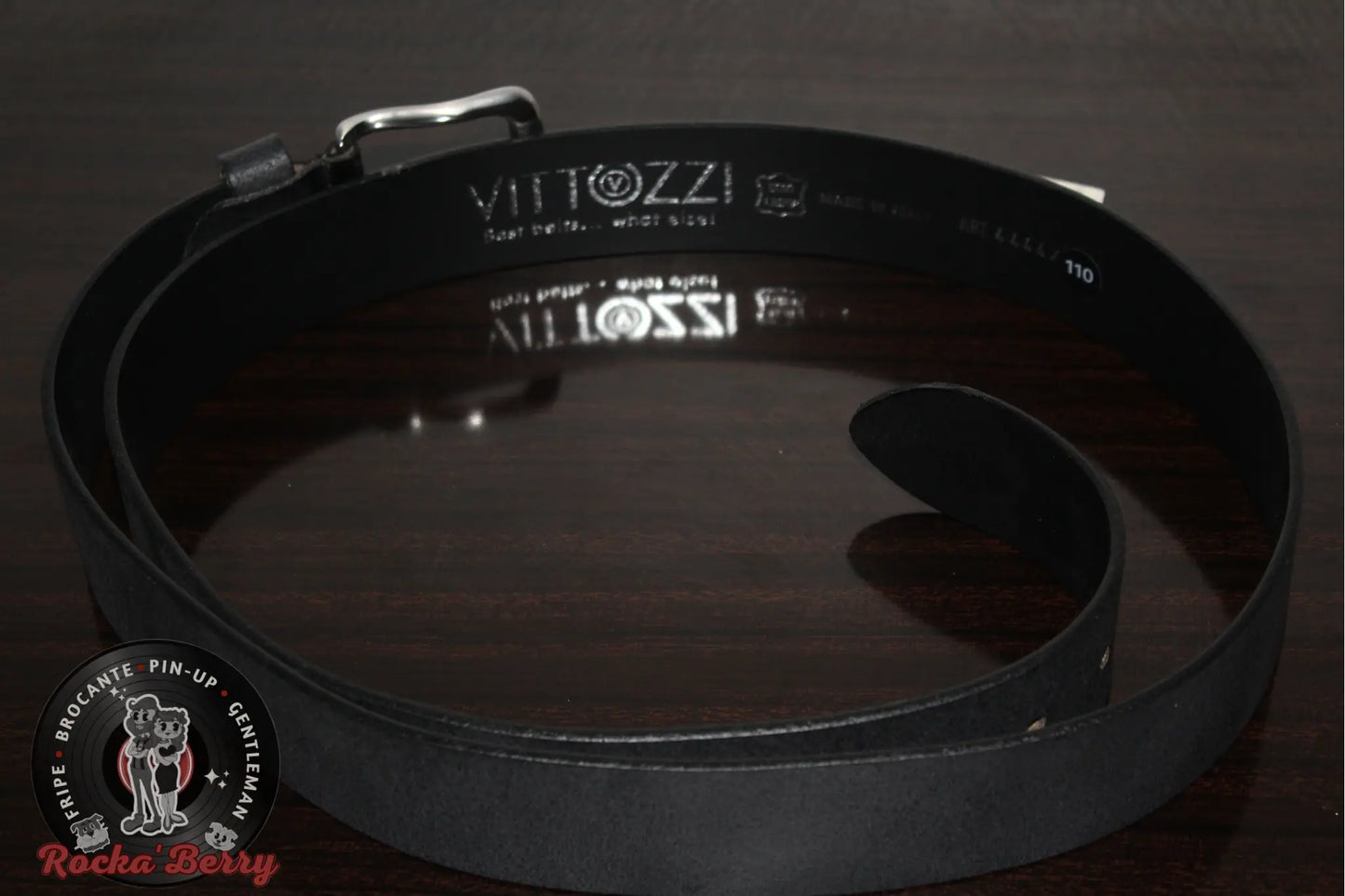 Ceinture en Cuir de Vachette Noire Vittozzi - Made in Italy Rocka'Berry