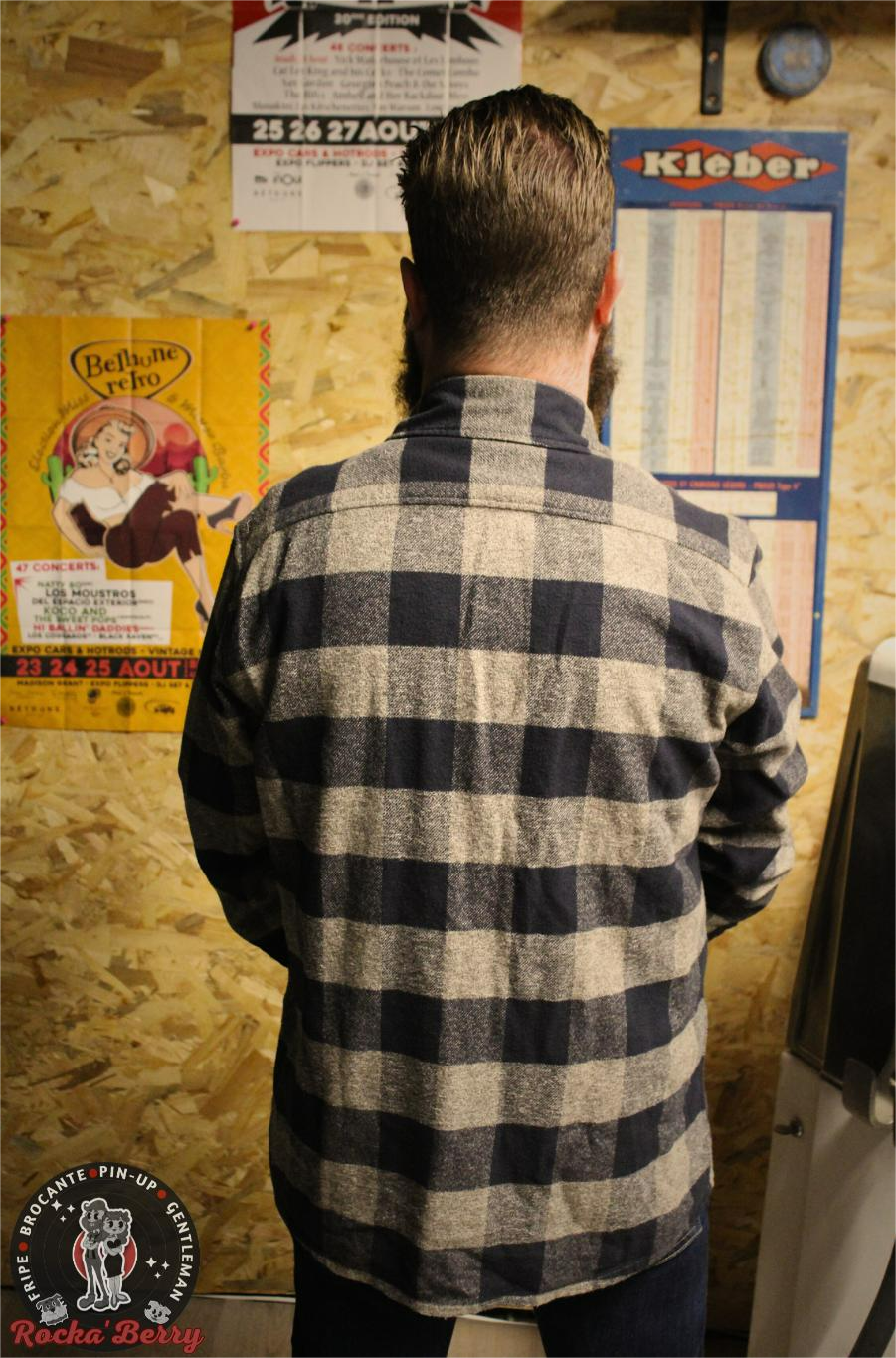 🔥 Chemise à Carreaux Noire & Beige 100% Coton – Dickies