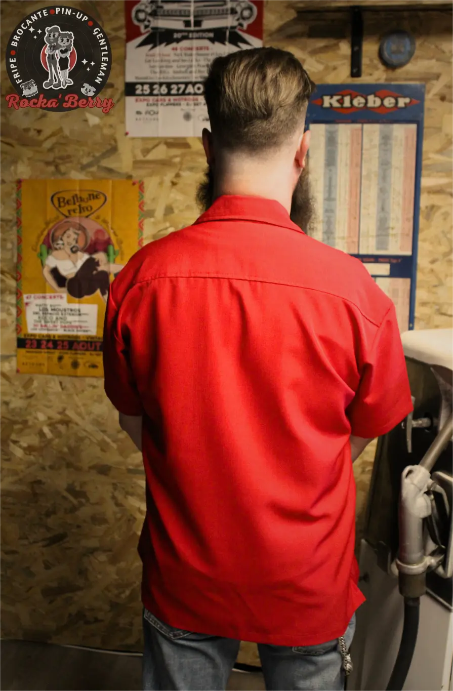 Chemise de Bowling Route 66 Rouge Pinup - Steady Clothing ( Made In Usa )