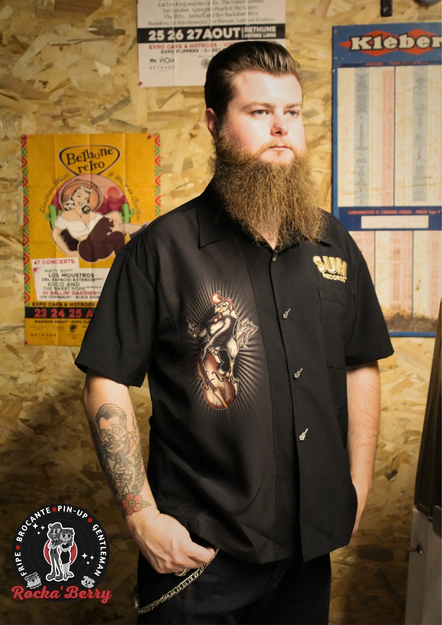 đž Chemise de Travail Sun Records Rockin' Rooster (BOUTONS KUSTOM) - Steady Clothing ( Made in Usa )