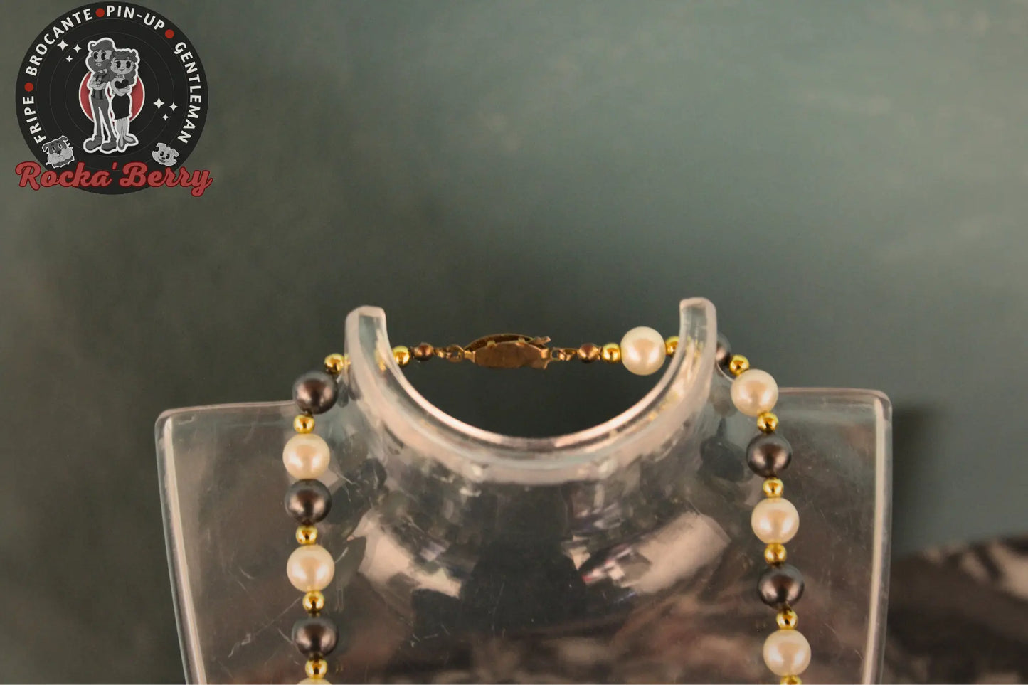 Collier Vintage : Perles Grises & Blanches - Rocka'Berry