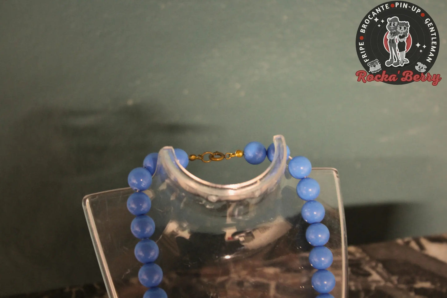 Collier de Perles Vintage : Bleu Clair - Rocka'Berry