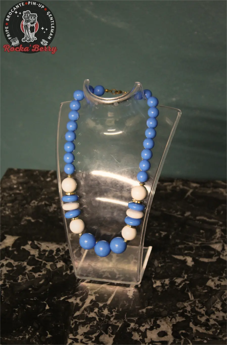 Collier de Perles Vintage : Bleu Clair - Rocka'Berry