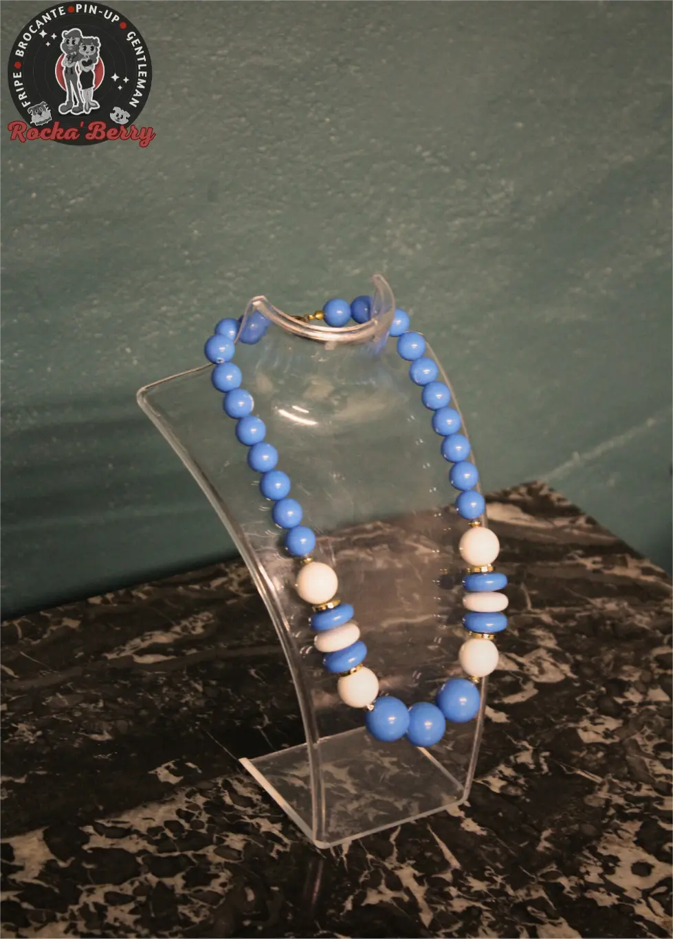 Collier de Perles Vintage : Bleu Clair - Rocka'Berry