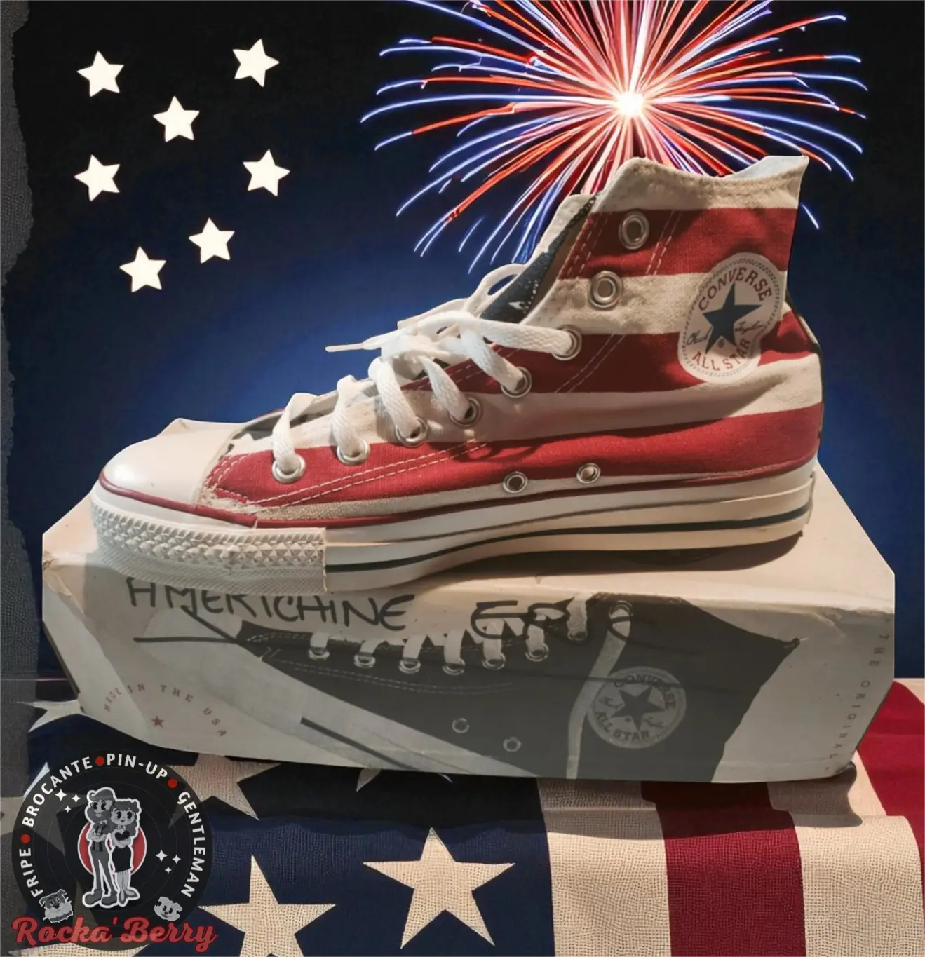 Converse Vintage Homme – 90s Made in USA – Stars, Stripes & Old School Spirit (42) Rocka'Berry