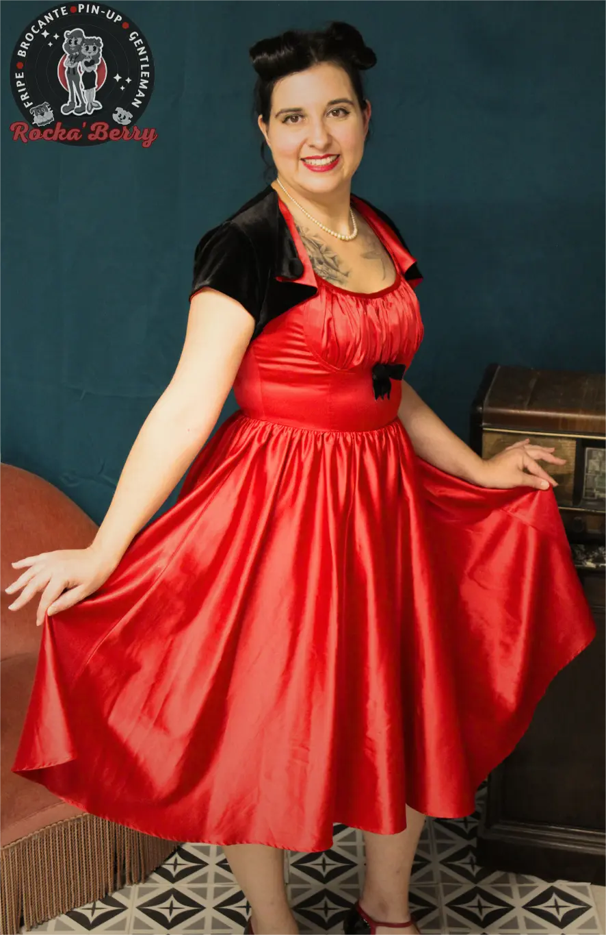 Ensemble Robe de Soiree et Bolero Rouge Pinup Couture Rocka Berry