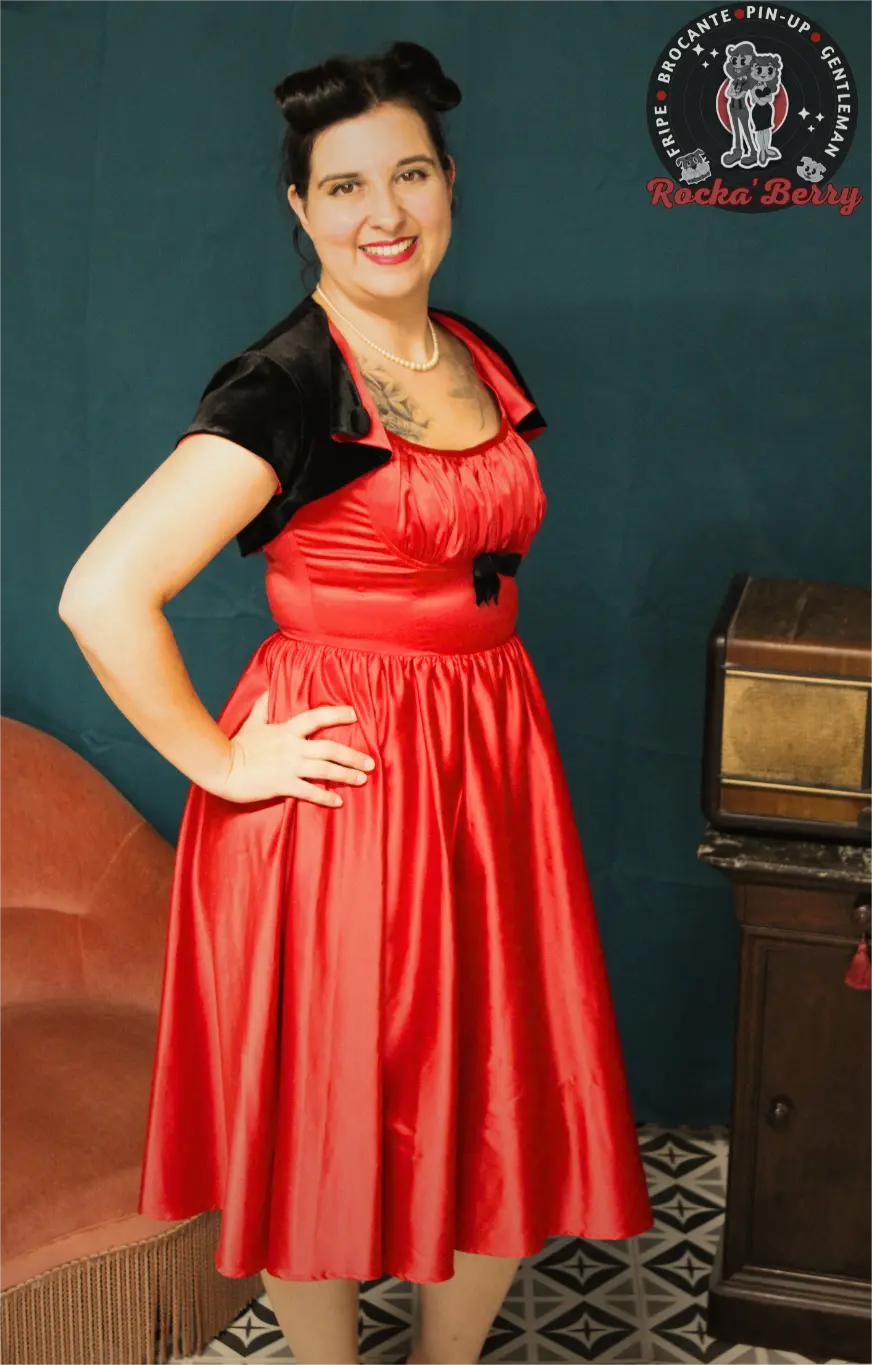 Ensemble Robe de Soirée et Boléro Rouge - Pinup Couture - Rocka'Berry