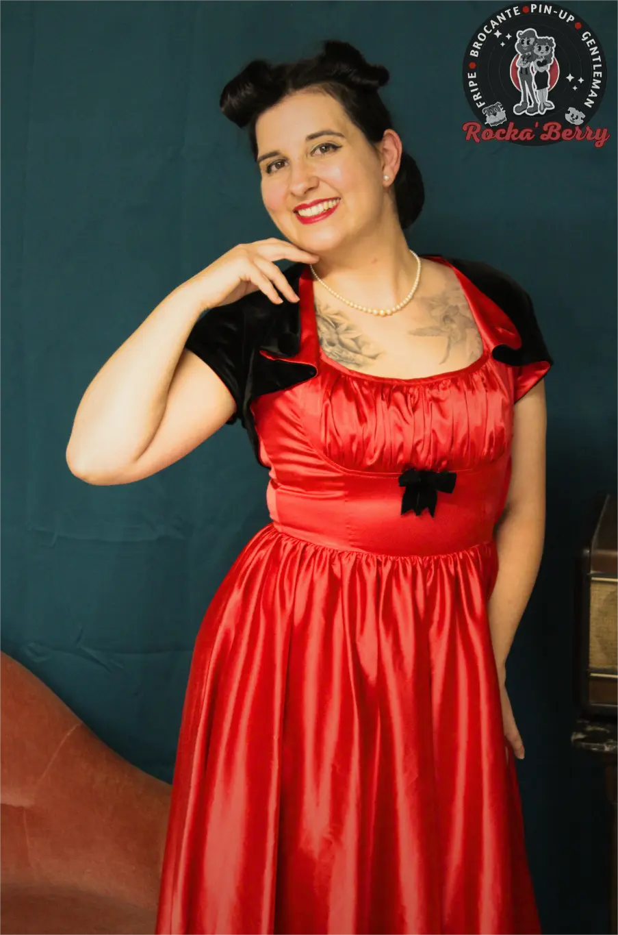Ensemble Robe de Soirée et Boléro Rouge - Pinup Couture - Rocka'Berry