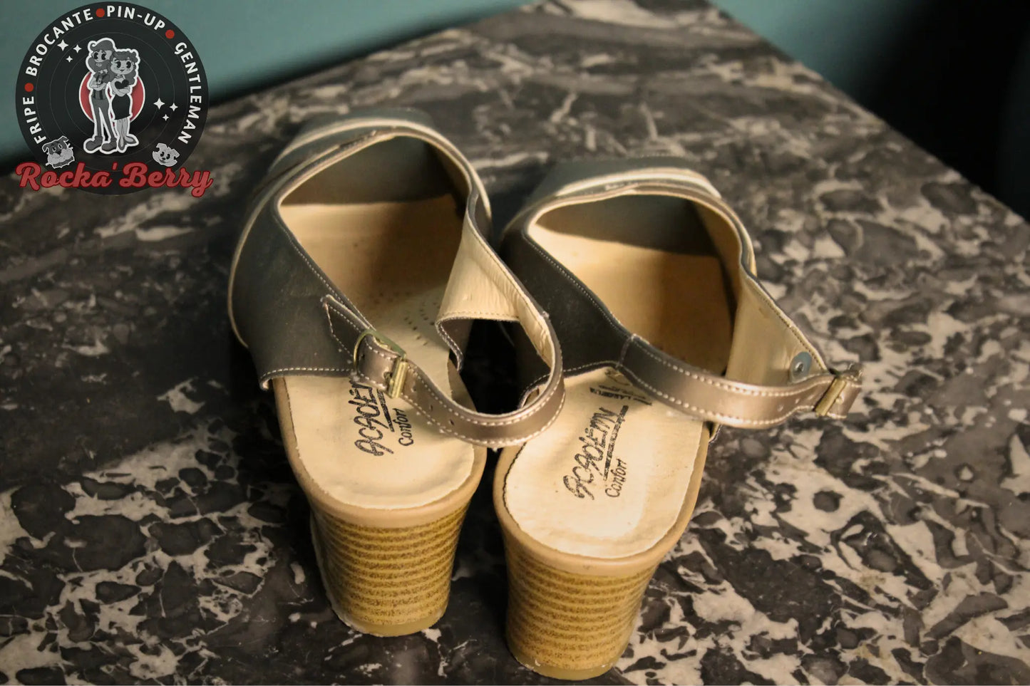 Sandales Pin-up Vintage Argentés - Made in France - Rocka'Berry