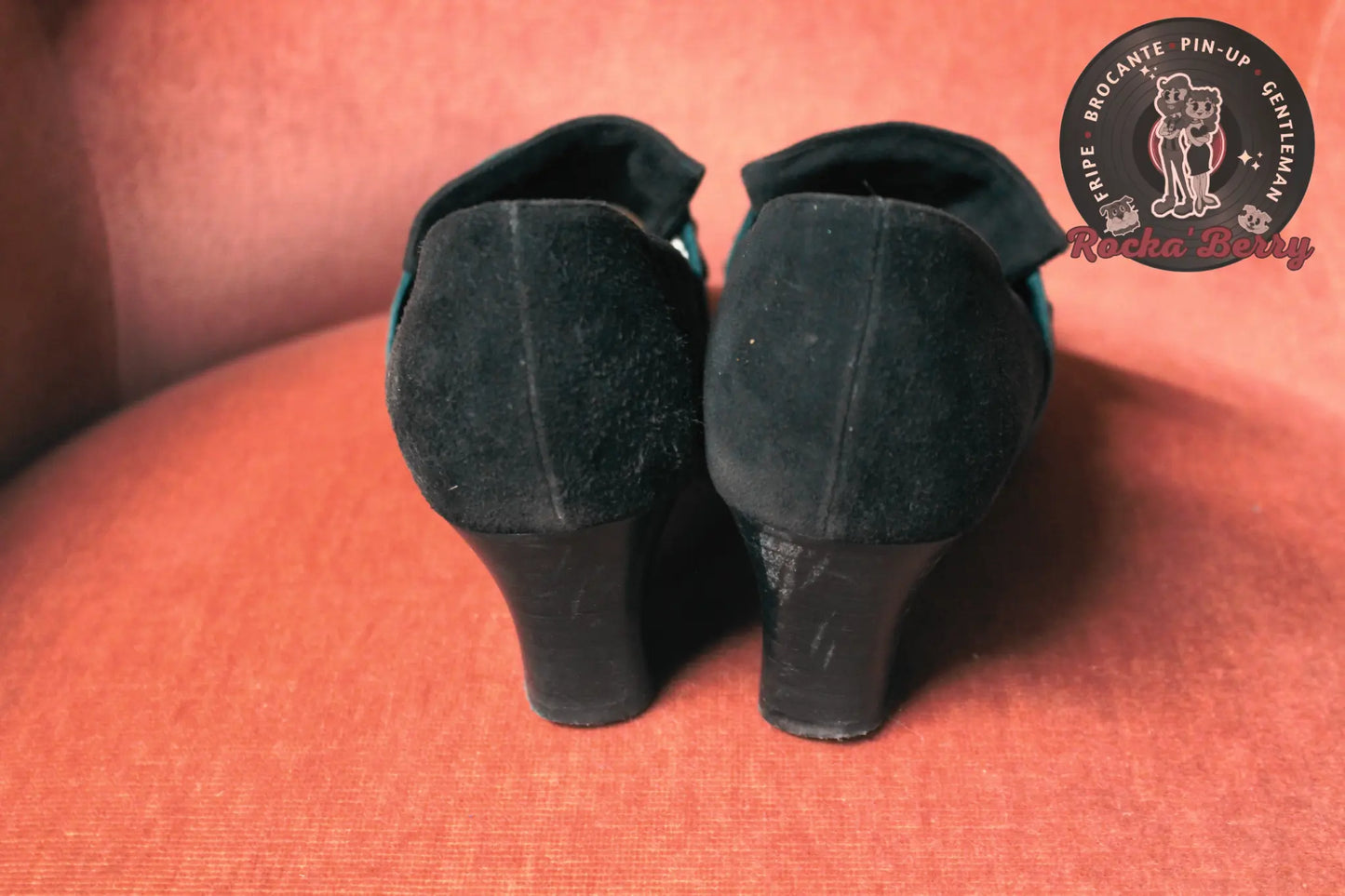 Escarpins Pin-up Vintage Noir & Vert - Made in France Rocka'Berry