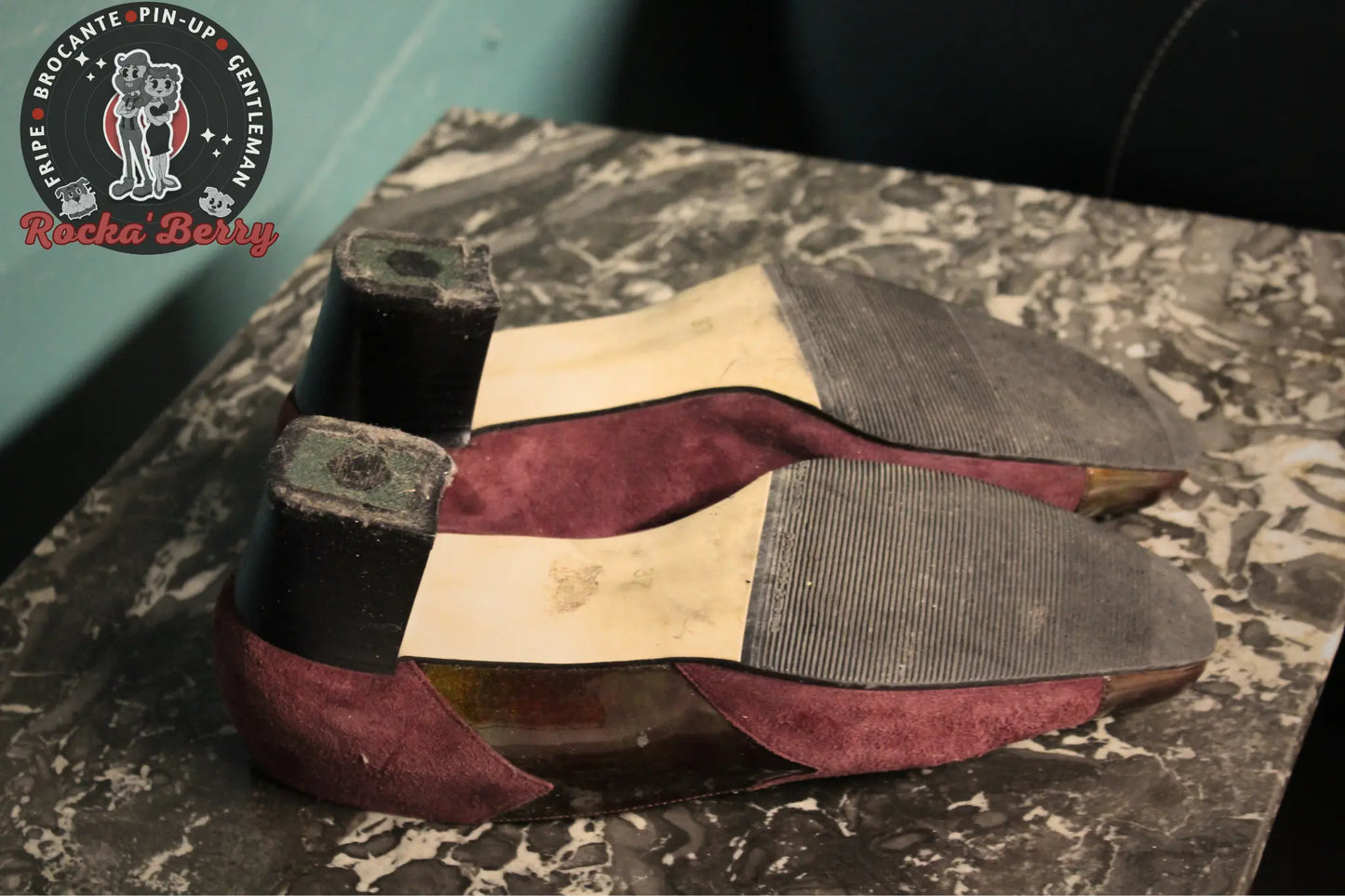 Escarpins Pin-up Vintage Prune & Marron - Made in France Rocka'Berry