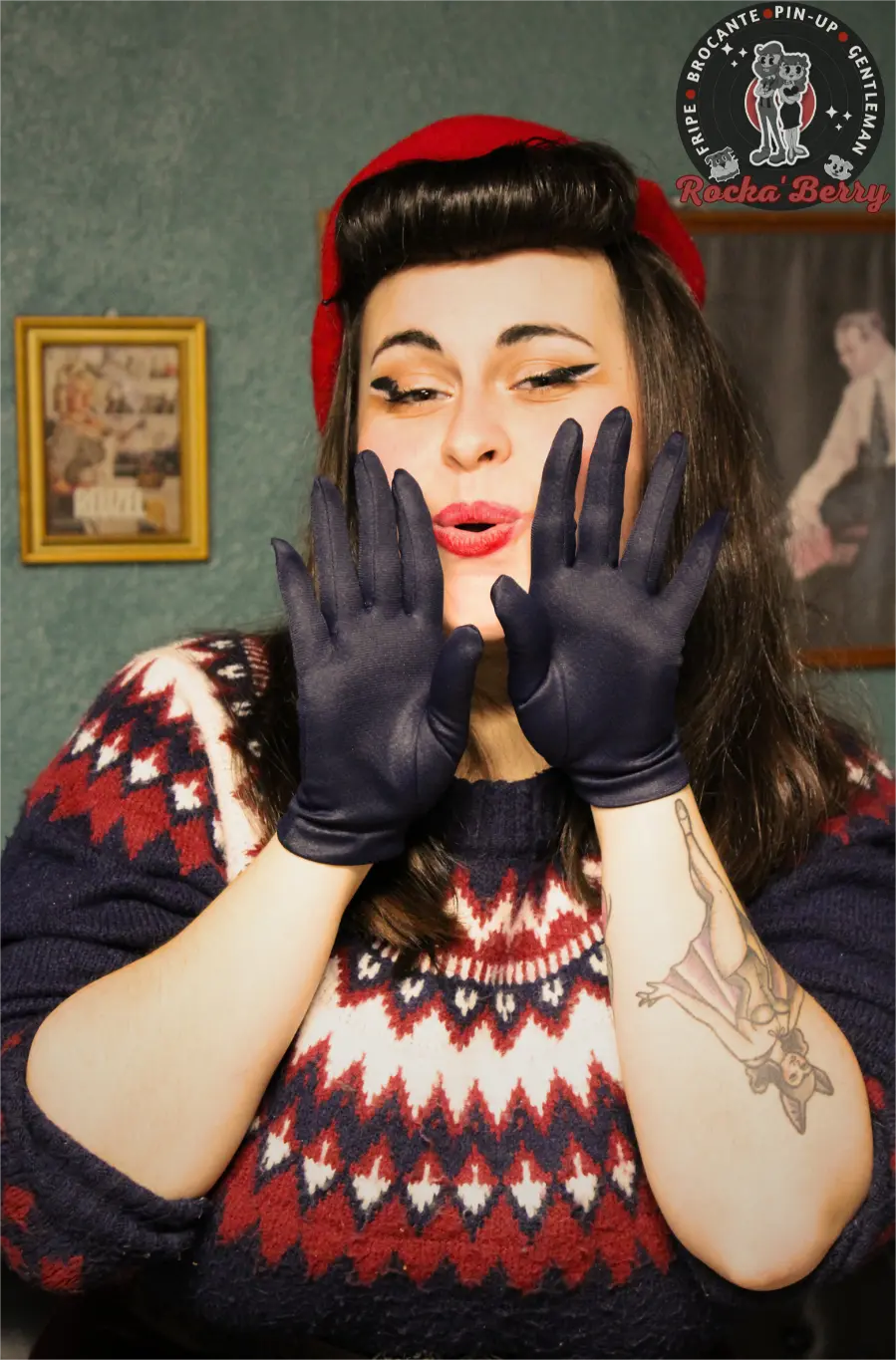 Gants Vintage : Bleu Marine - Rocka'Berry