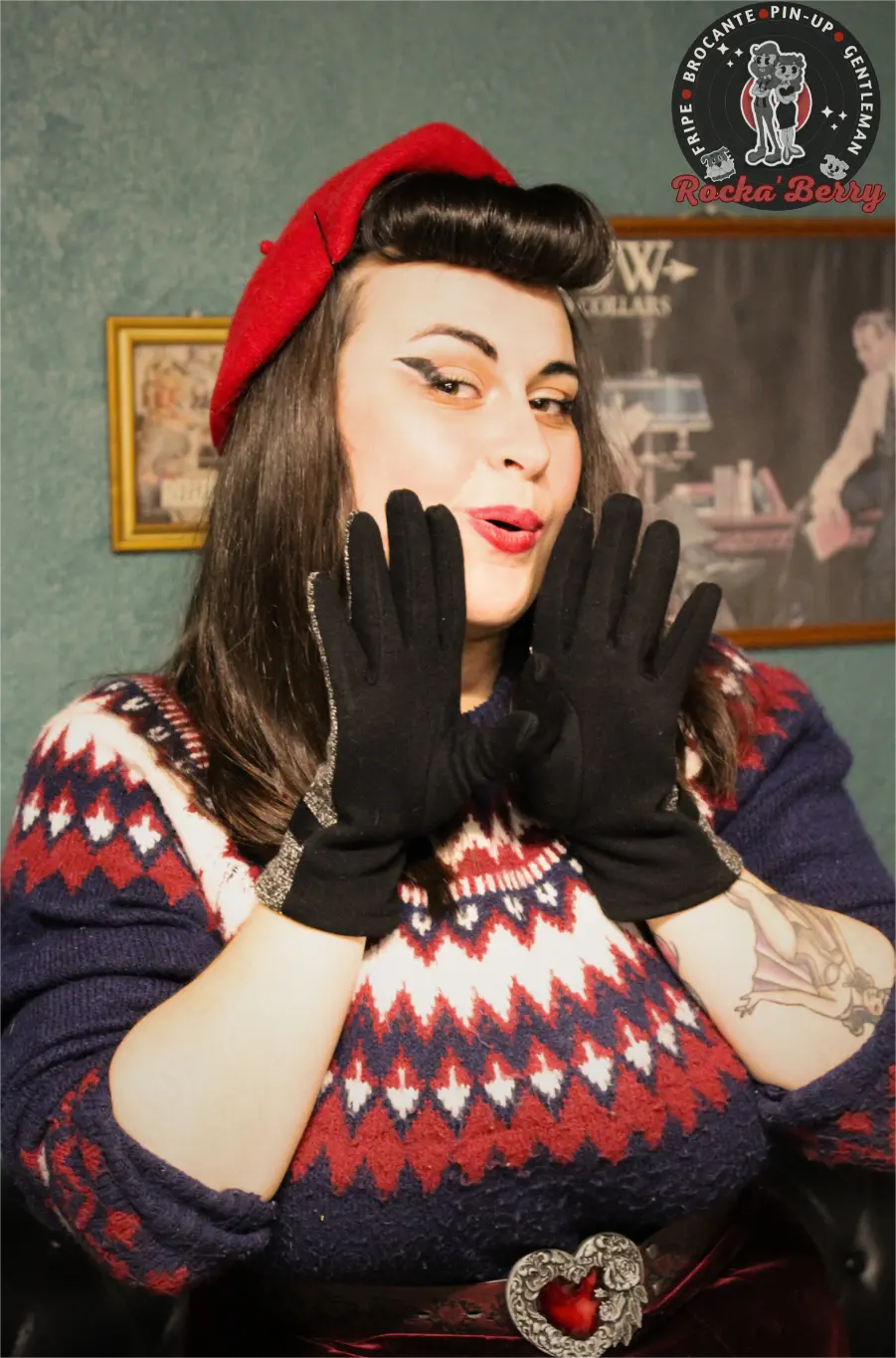 Gants Vintage : Noir & Gris - Rocka'Berry