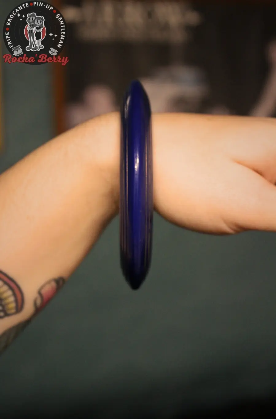 Gros Bracelet Vintage Bleu & Doré