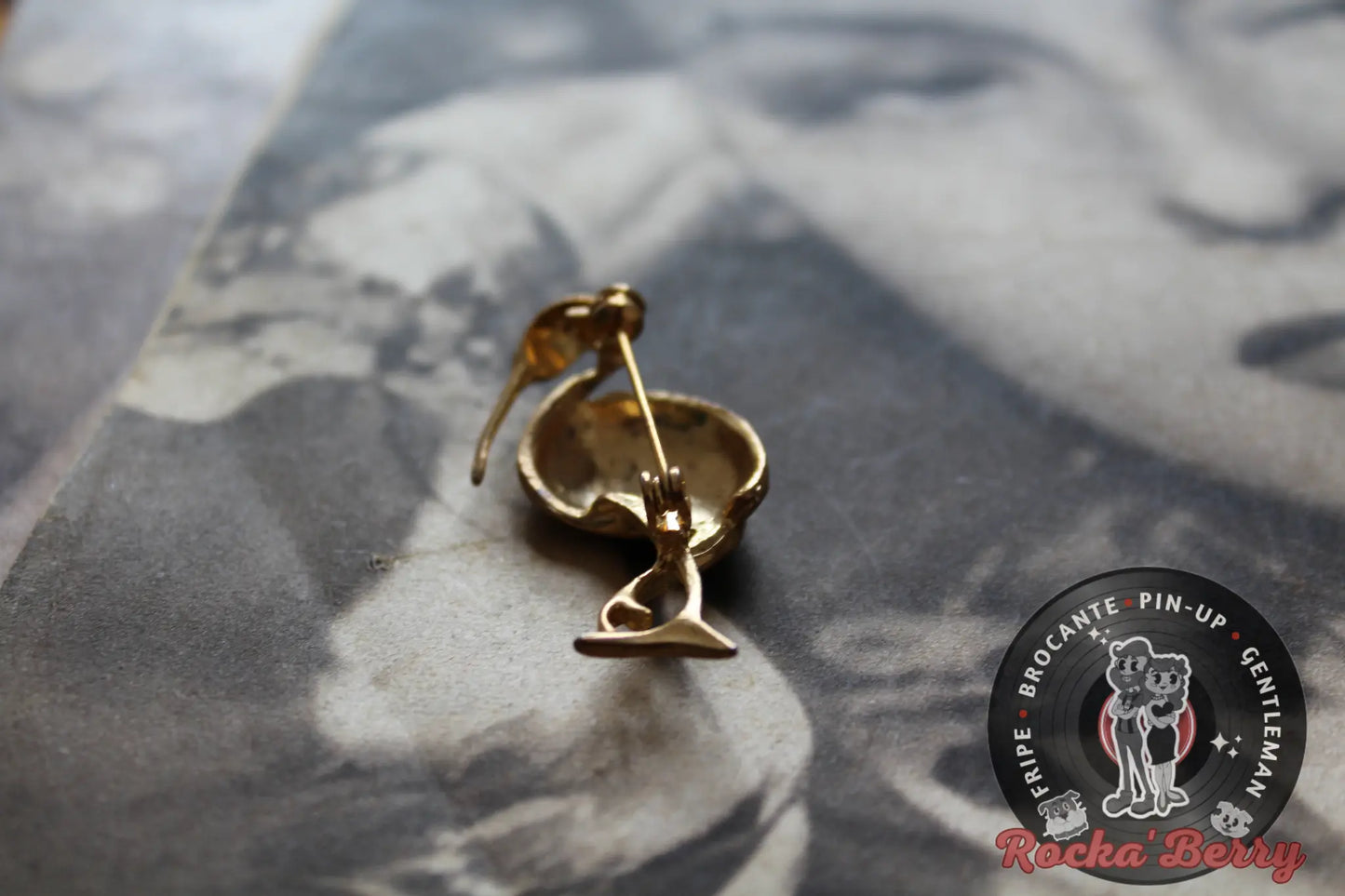 Broche Dorée Oiseau / Héron Rocka'Berry
