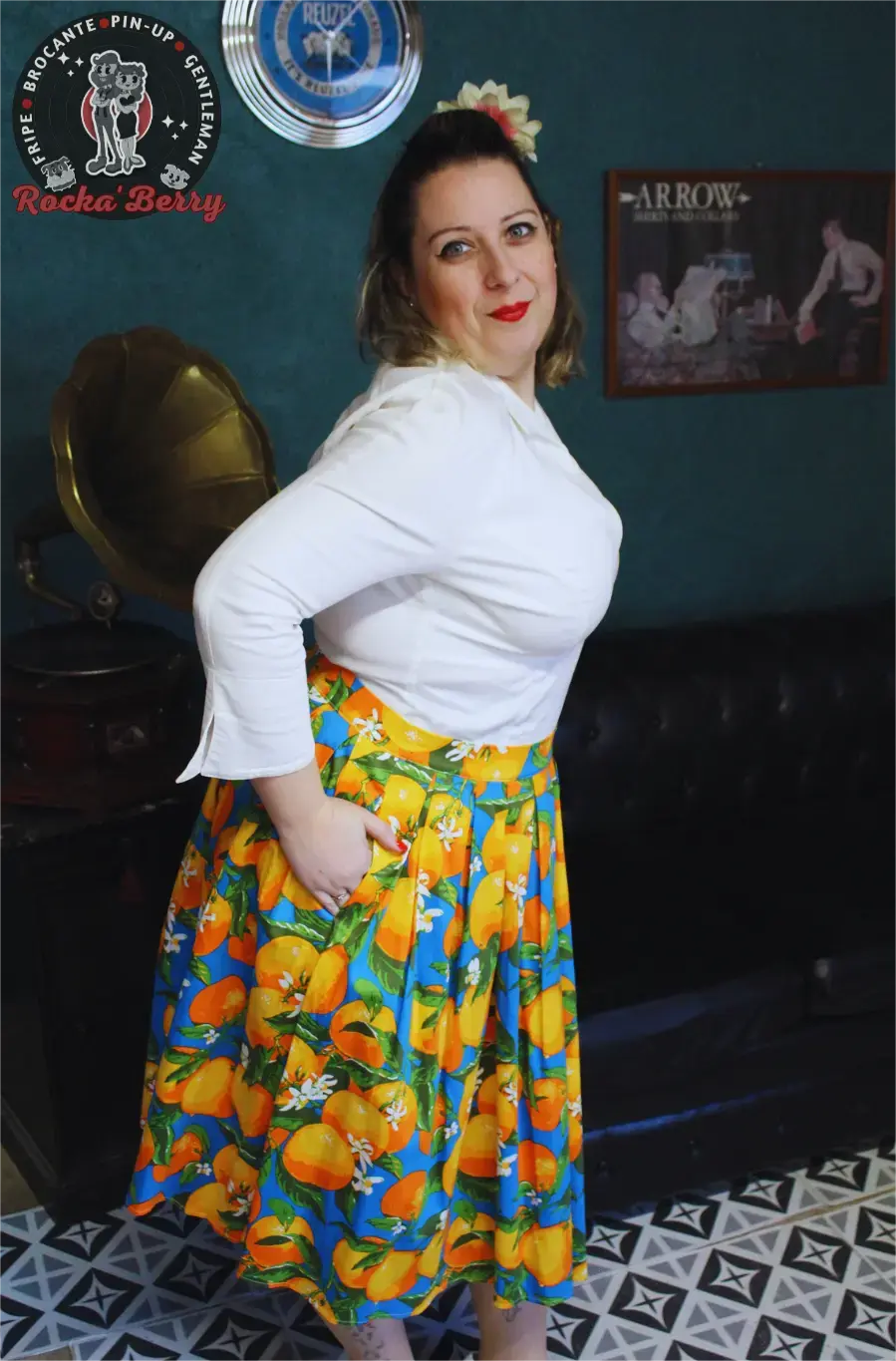 Jupe Pinup Swing Rétro "Orange" - Banned