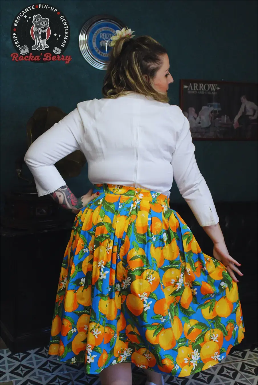 Jupe Pinup Swing Rétro "Orange" - Banned