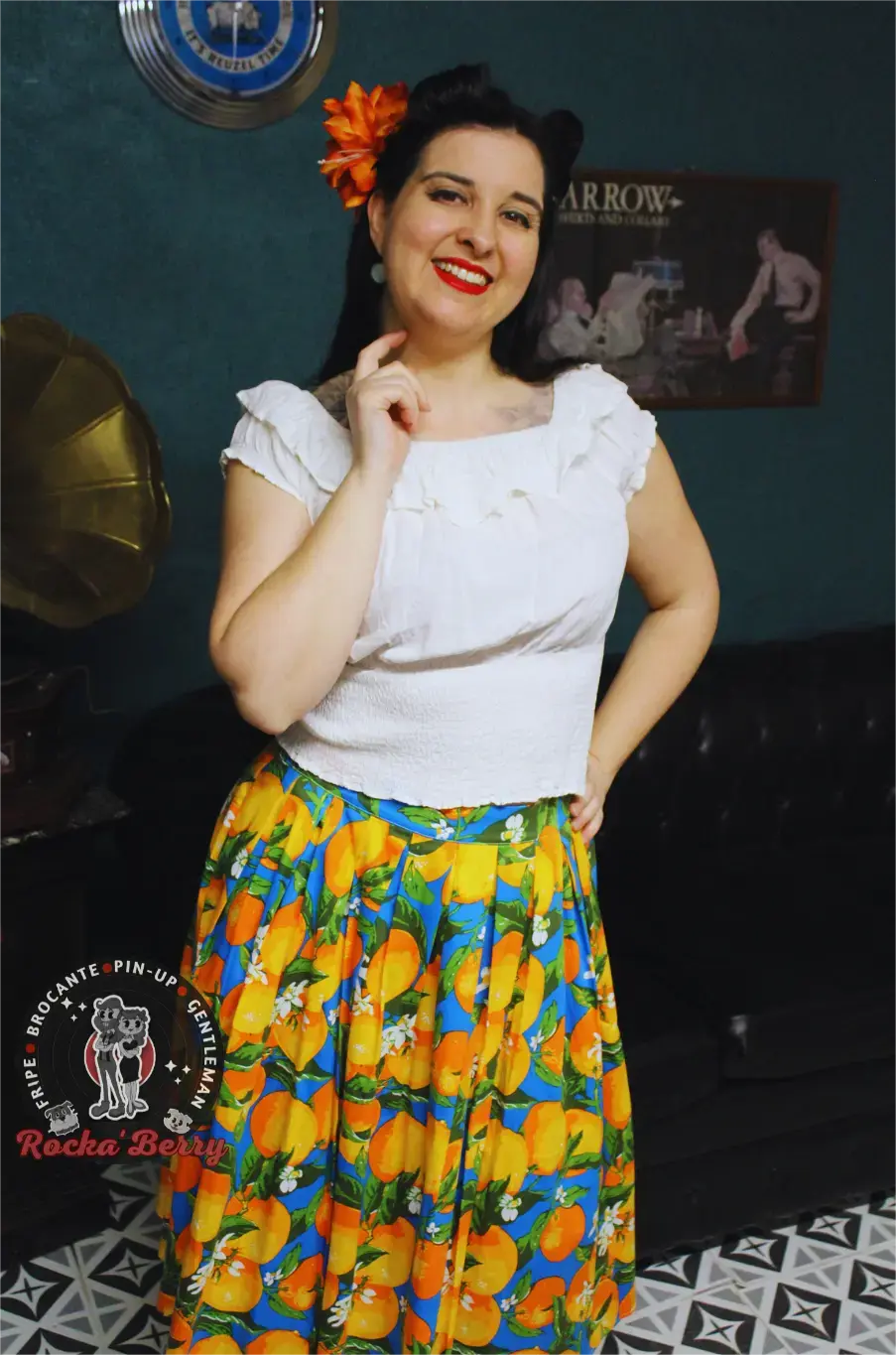 Jupe Pinup Swing Rétro "Orange" - Banned