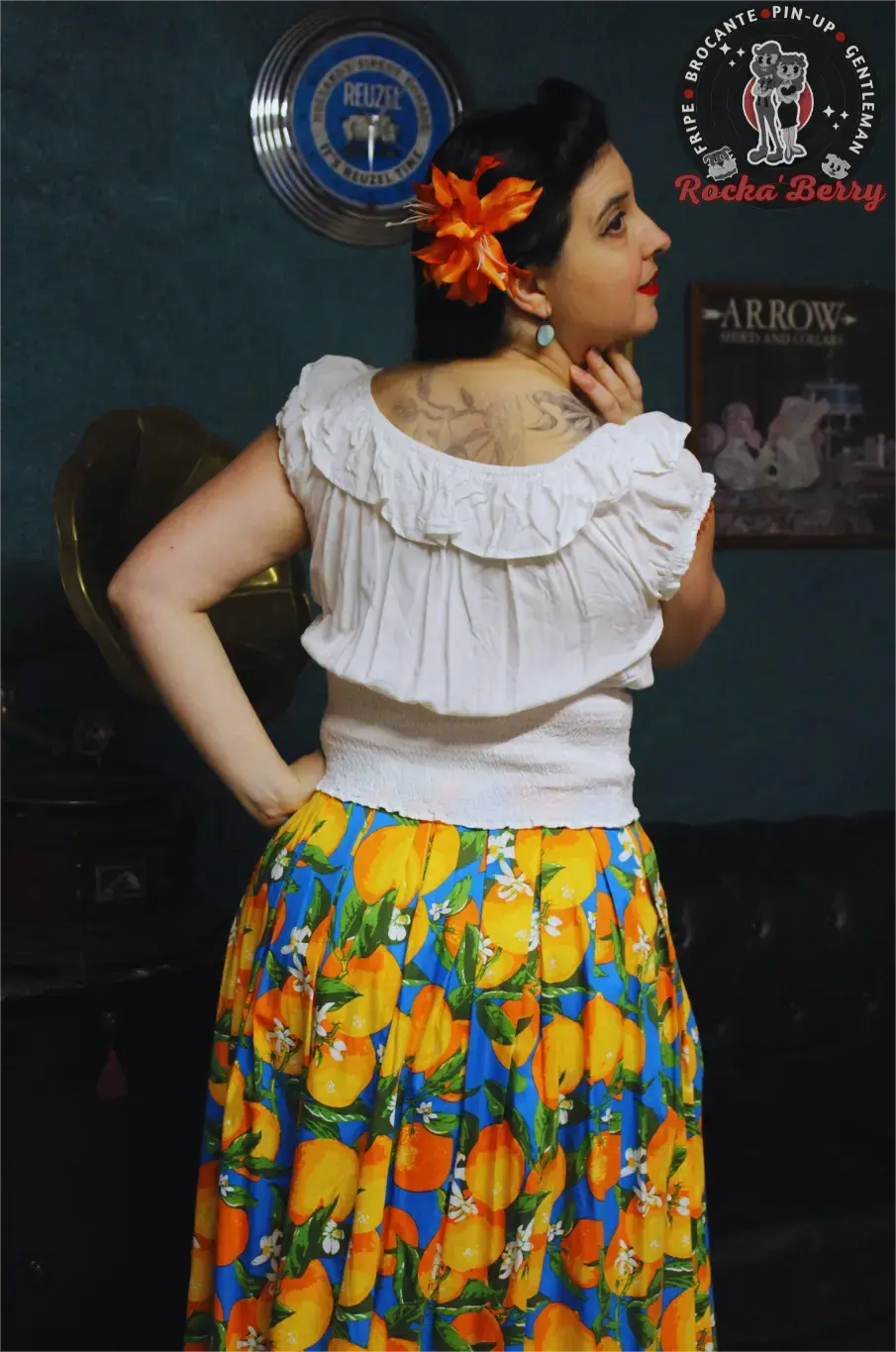 Jupe Pinup Swing Rétro "Orange" - Banned