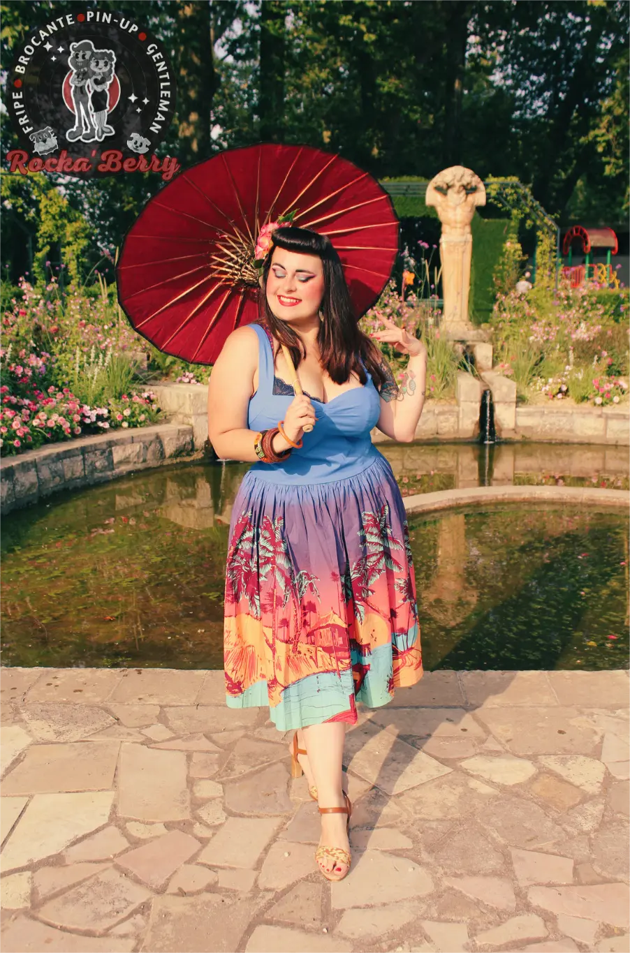 Ombrelle Vintage Asiatique Bordeaux Unie Rocka'Berry