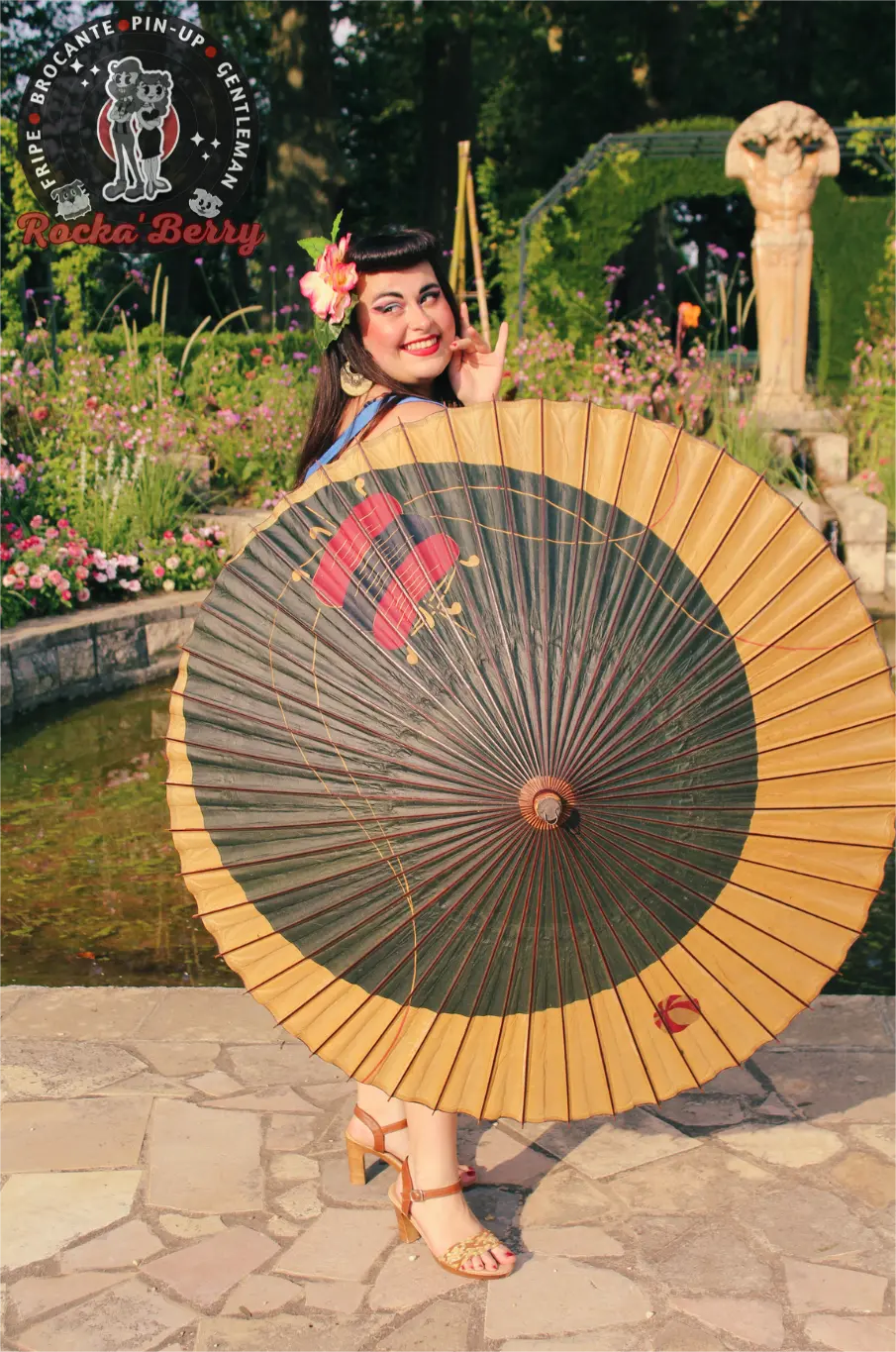 Ombrelle Vintage Asiatique Lampion Jaune & Verte Rocka'Berry