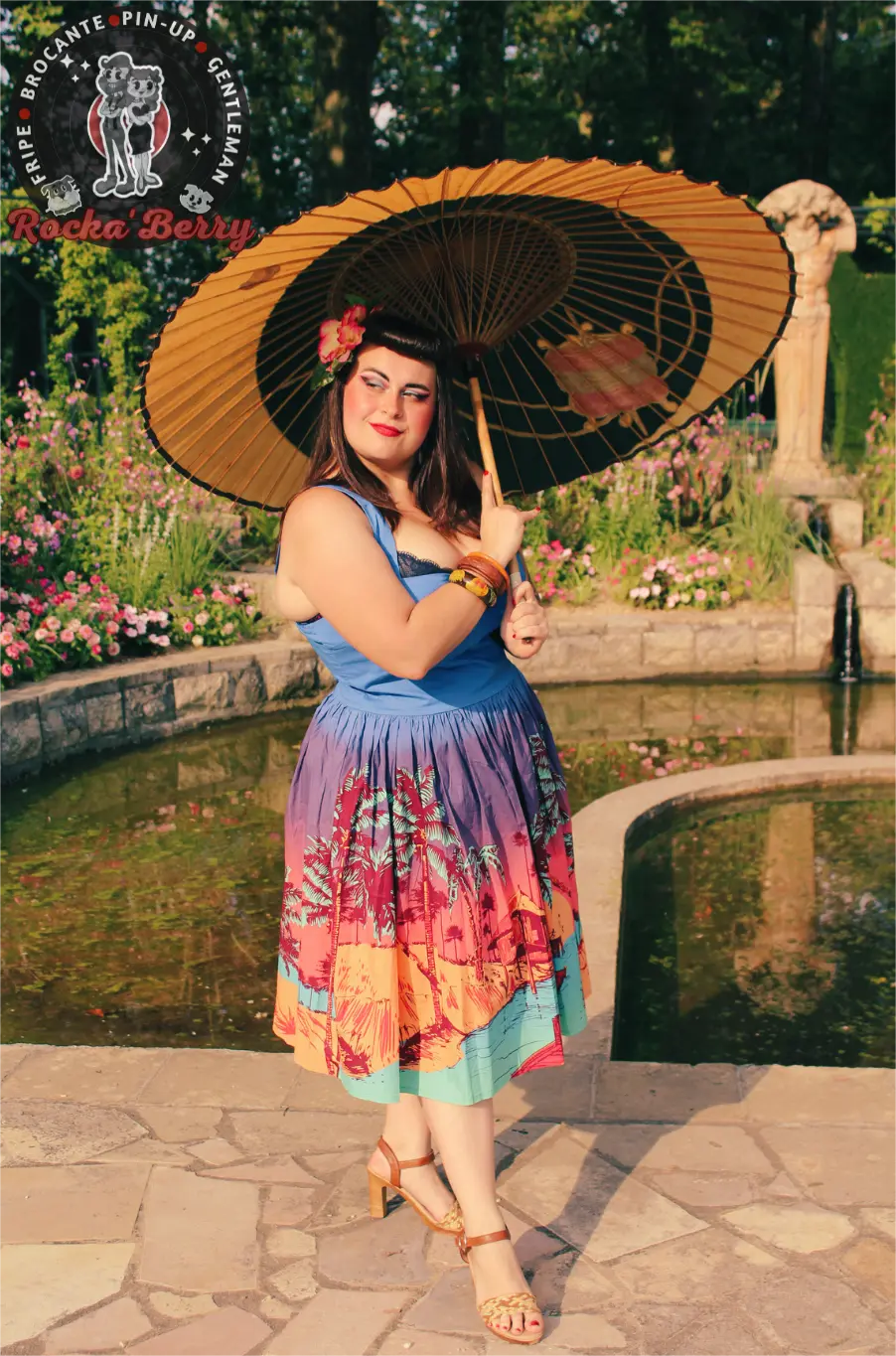 Ombrelle Vintage Asiatique Lampion Jaune & Verte Rocka'Berry