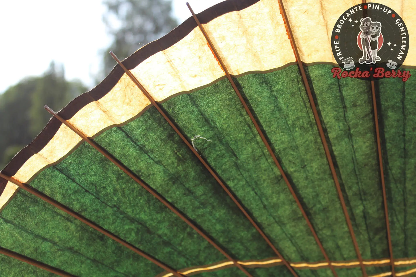 Ombrelle Vintage Asiatique Lampion Jaune & Verte Rocka'Berry