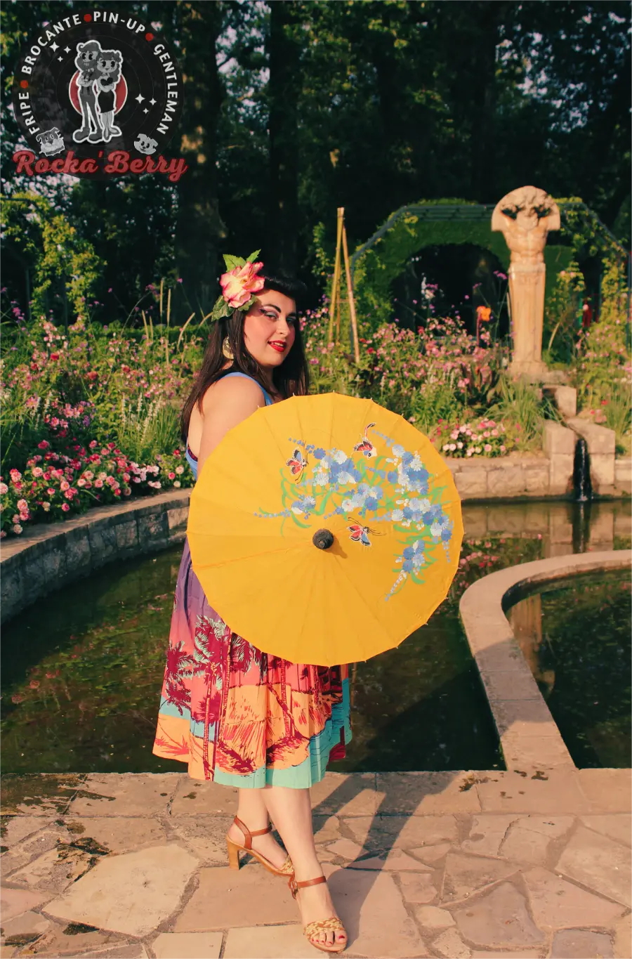 Ombrelle Vintage Papillon Jaune et Bleu Rocka'Berry