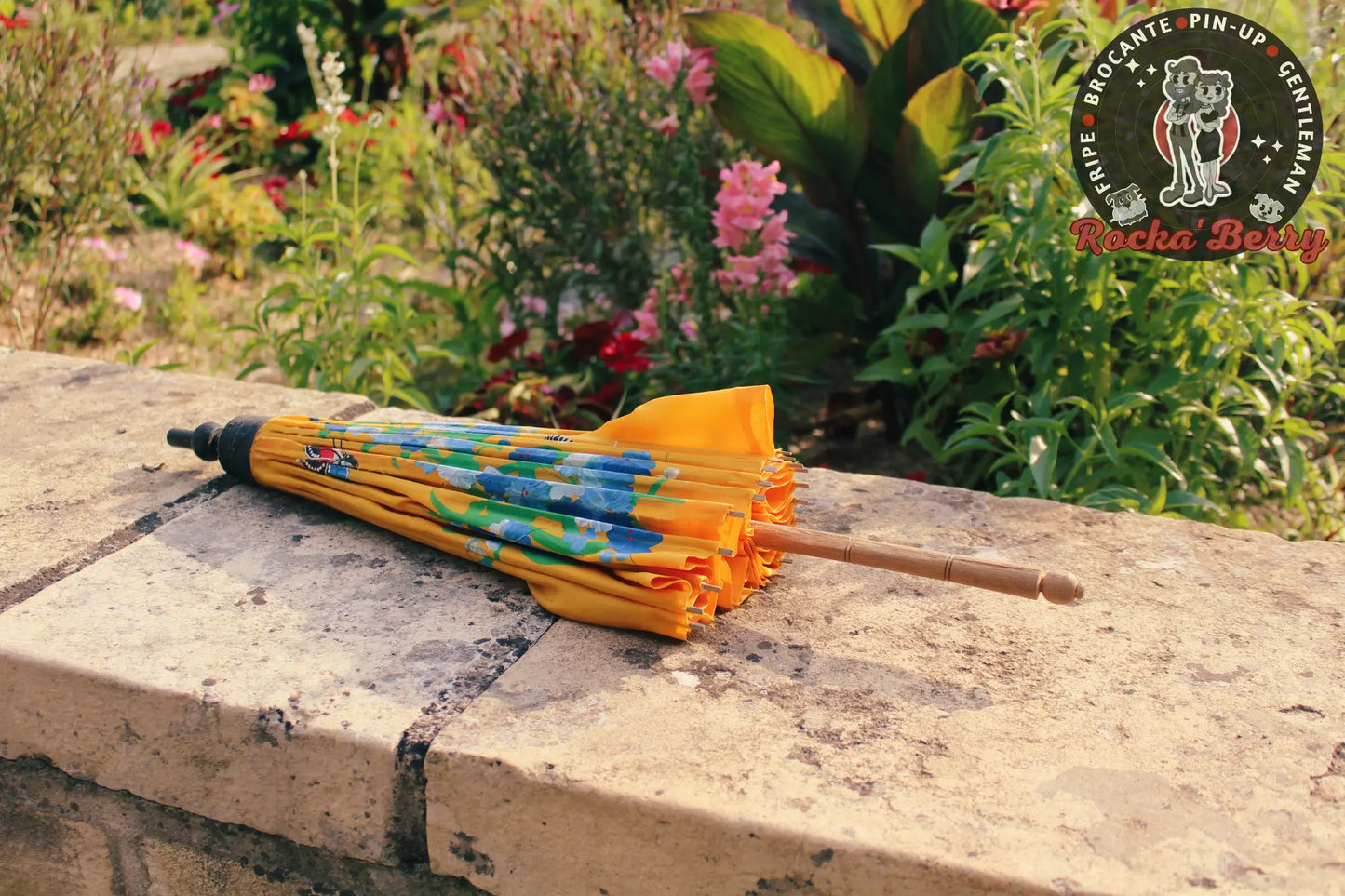 Ombrelle Vintage Papillon Jaune et Bleu Rocka'Berry