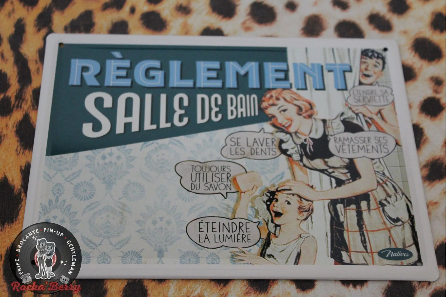 Plaque Métallique Rétro "Salle de Bain" Natives - Made in France Natives