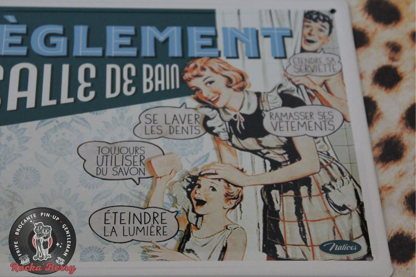 Plaque Métallique Rétro "Salle de Bain" Natives - Made in France Natives