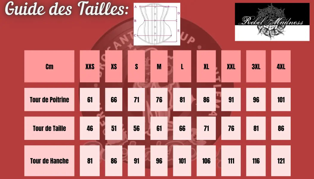 Pré-Commande : Corset Underbust Longline Romantique - Rebel Madness Rebel Madness