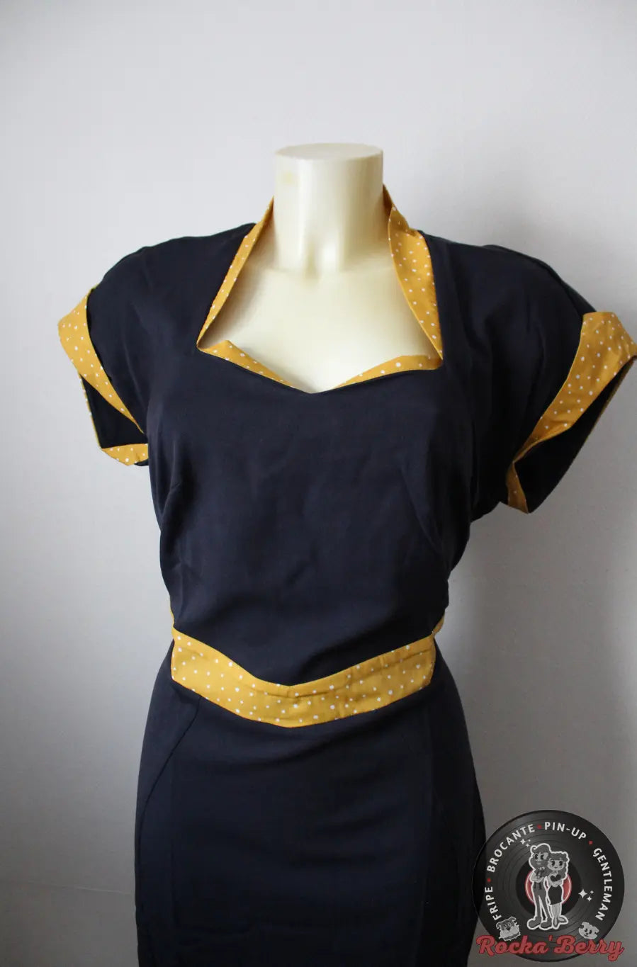 Robe Crayon Bleu Marine & Moutarde Pinup - MissCandyFloss Miss Candyfloss