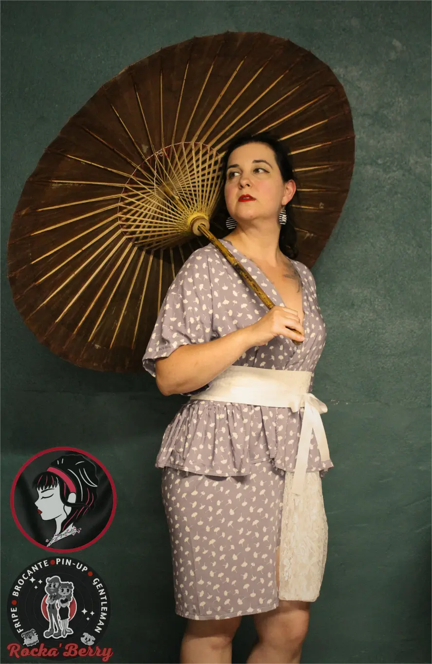 đžRobe Kimono Peplum Lavande â Collection Pin-Up Nipponđž
