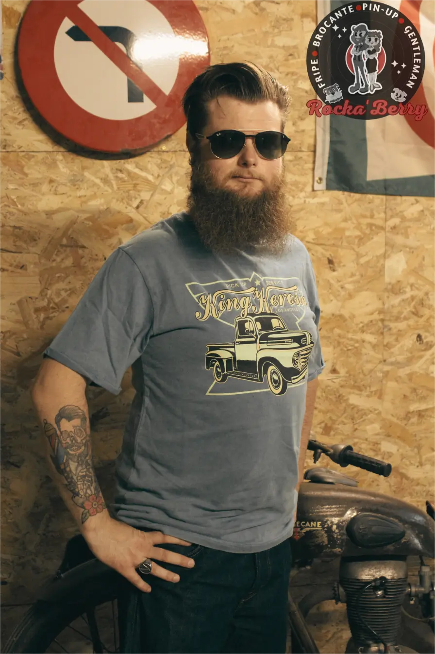 T-shirt Kustom Bleu Pick Up 50 - King Kerosin King Kerosin