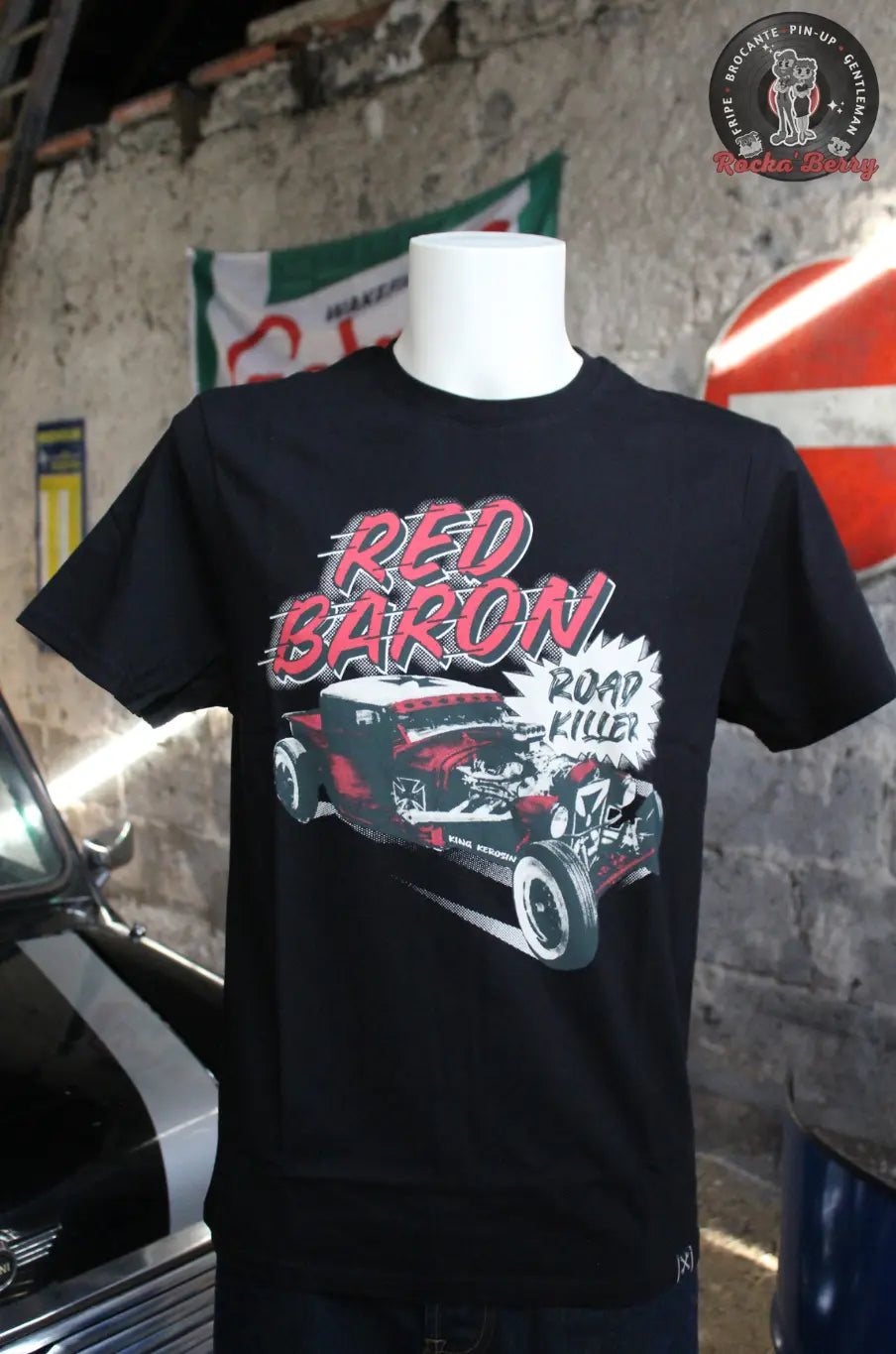 T-shirt Kustom Noir Red Baron RoadKiller - King Kerosin King Kerosin