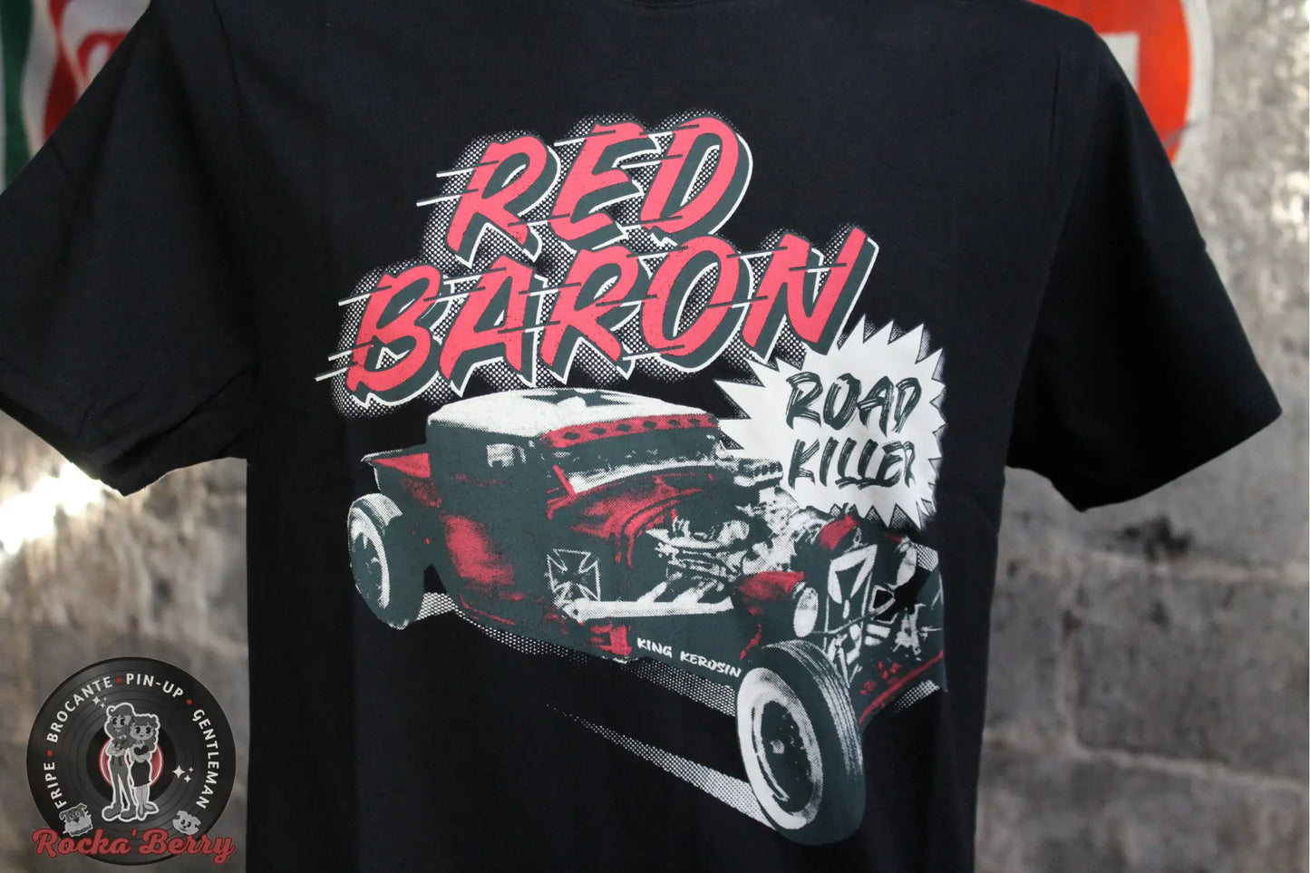 T-shirt Kustom Noir Red Baron RoadKiller - King Kerosin King Kerosin