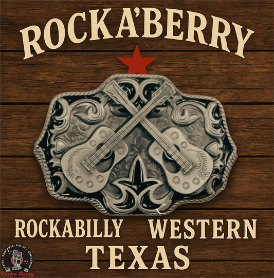 🔥 Boucle de Ceinture Western "Guitar Cross" – Stars & Stripes