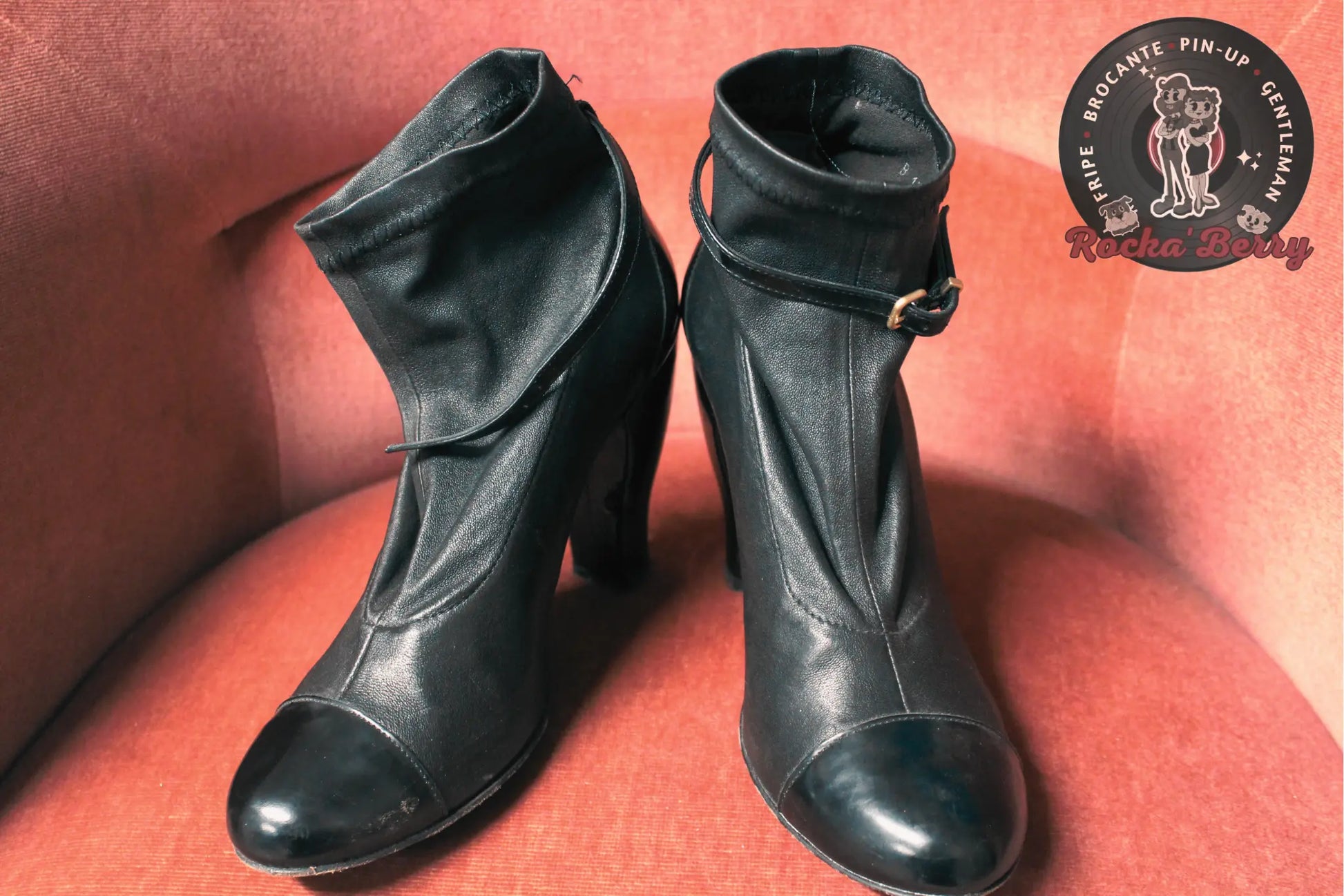 Bottines à Talons Pin-up Vintage Noires - Made in France Rocka'Berry