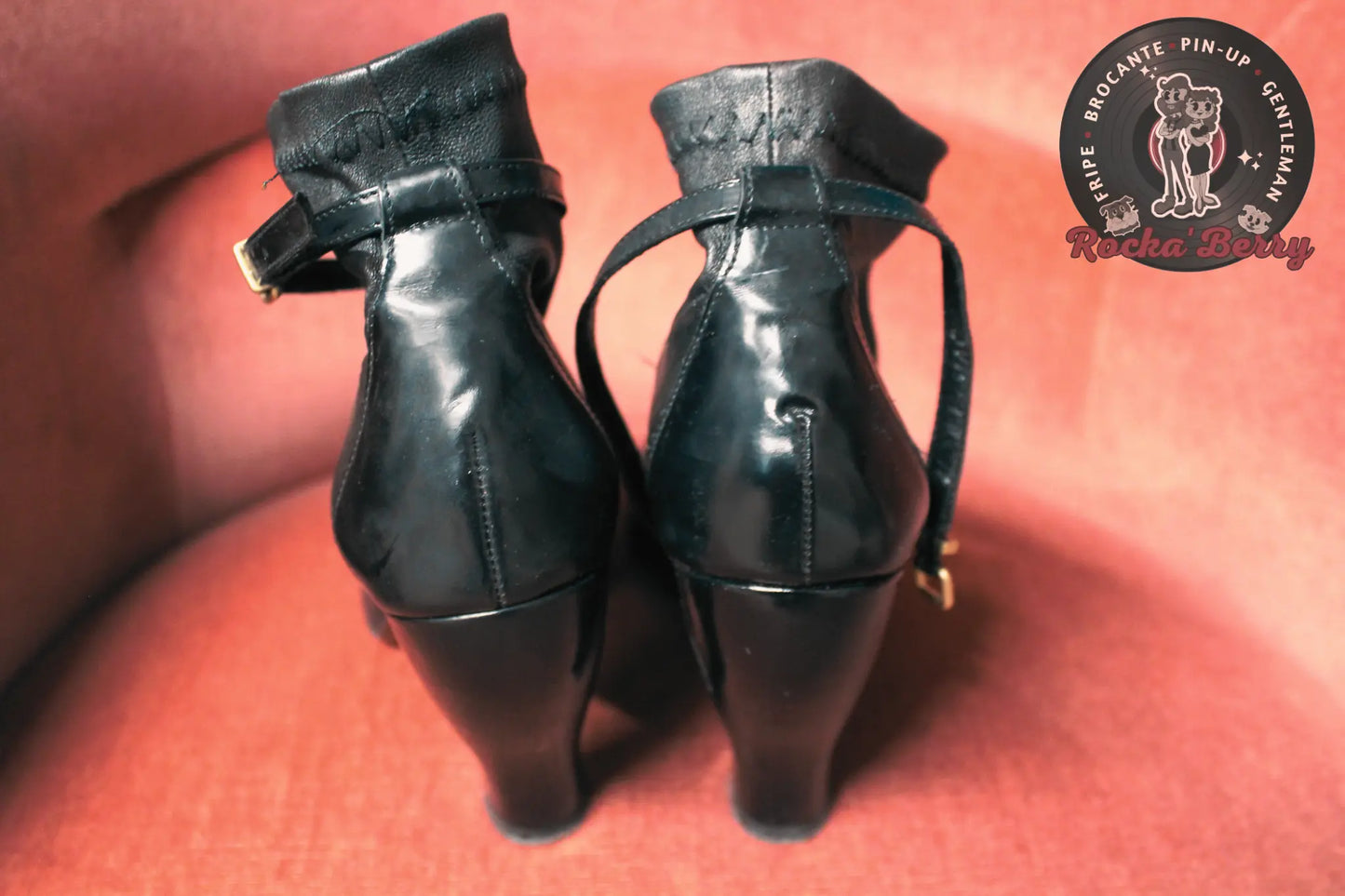 Bottines à Talons Pin-up Vintage Noires - Made in France Rocka'Berry