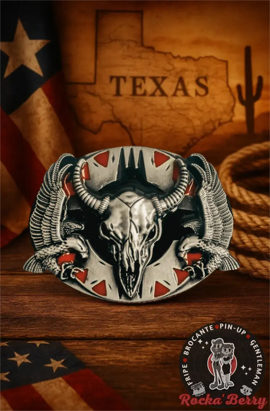 🦅🔥 Boucle de Ceinture " Eagle & Longhorn Pride" –  Stars & Stripes