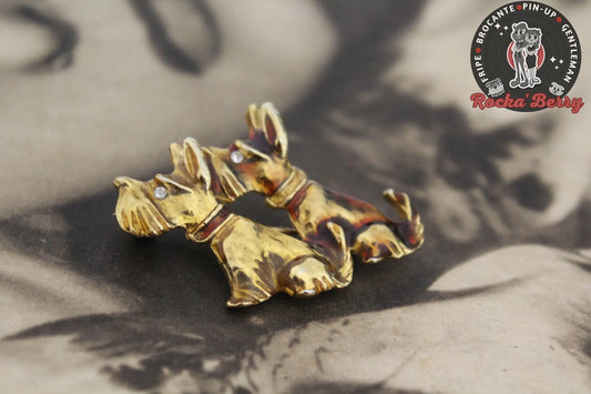 Broche Dorée 2 Chien Terrier Rocka'Berry