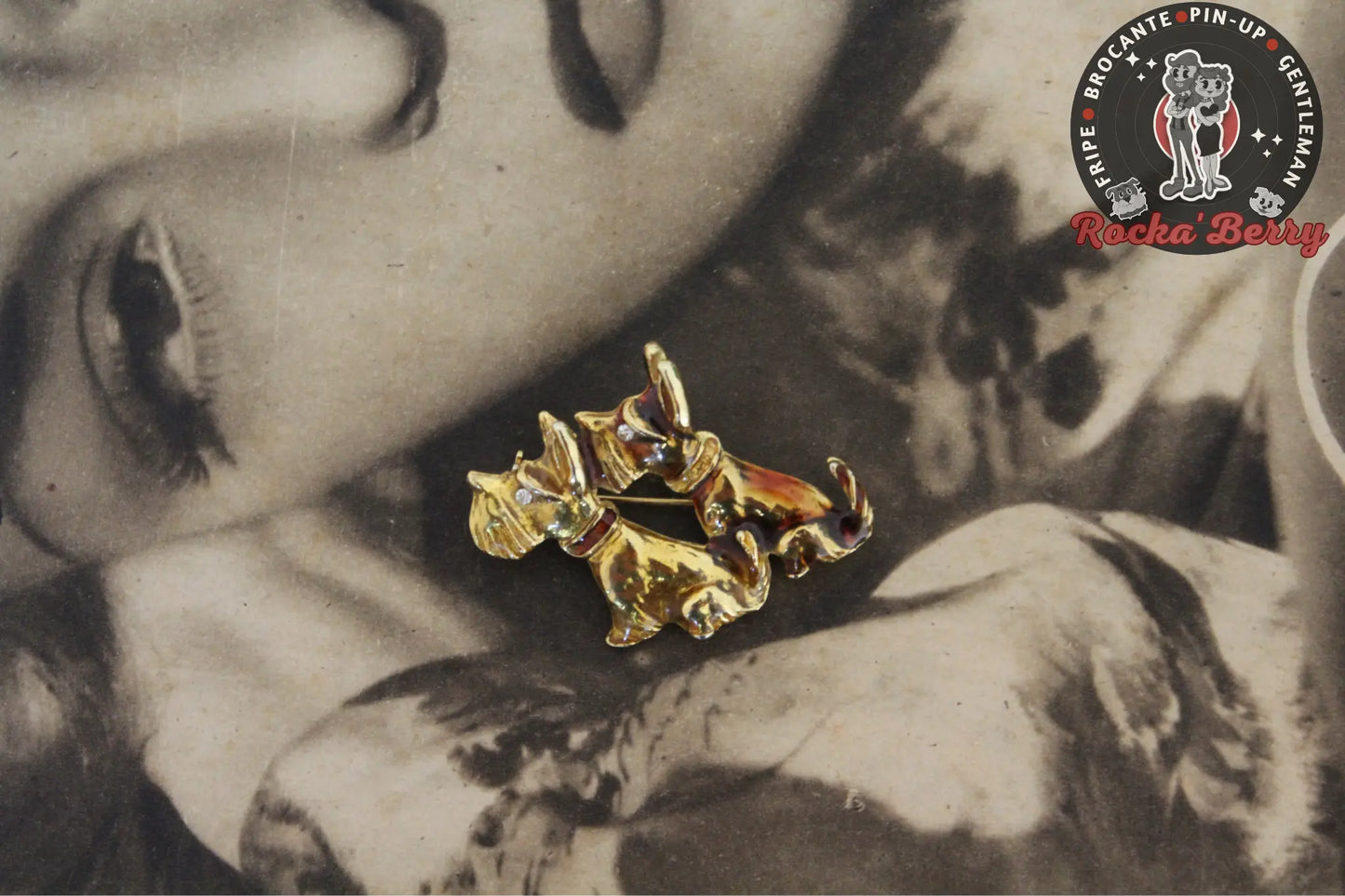 Broche Dorée 2 Chien Terrier Rocka'Berry