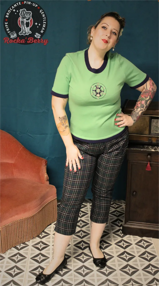 Capri Rétro Pinup Tartan Vert - Hell Bunny Hell Bunny