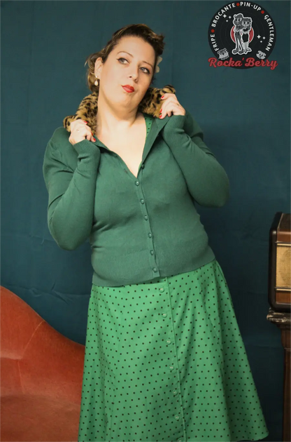 Cardigan Pinup Rétro Fourrure Vert - Banned - Rocka'Berry
