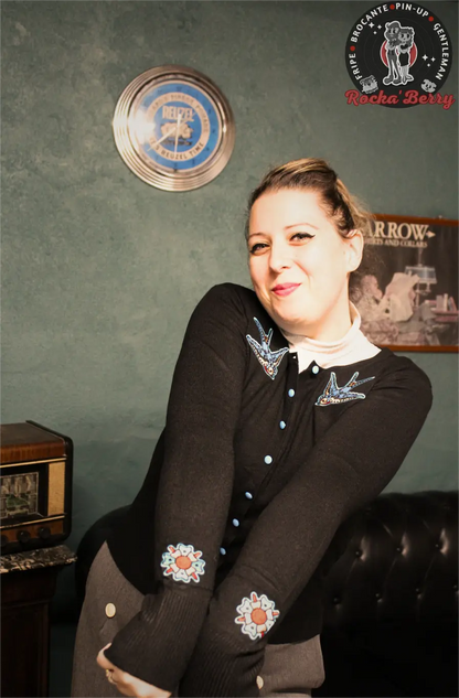 Cardigan Pinup Rétro Old School Hirondelle - Banned - Rocka'Berry
