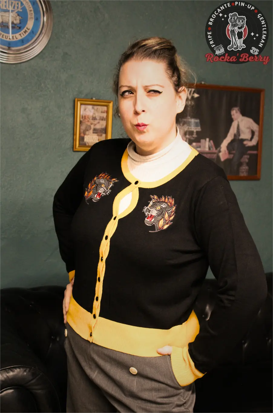 Cardigan Pinup Rétro Old School Panthère - Banned - Rocka'Berry