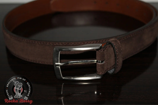 Ceinture en Cuir de Vachette Marron Burton - Made in UK Rocka'Berry