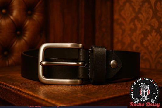 Ceinture en Cuir de Vachette Noire Vittozzi - Made in Italy Rocka'Berry